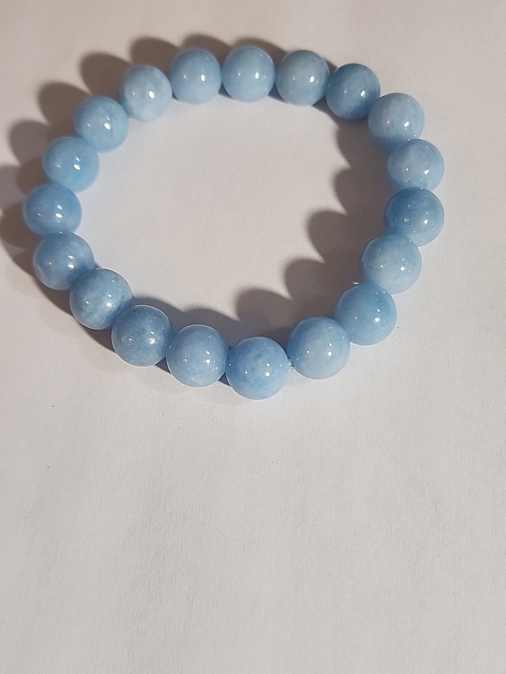 10mm 1pc Natural aquamarins Beads Braclet Women&men Blue Stone RoundBead Elastic - Picture 3 of 3